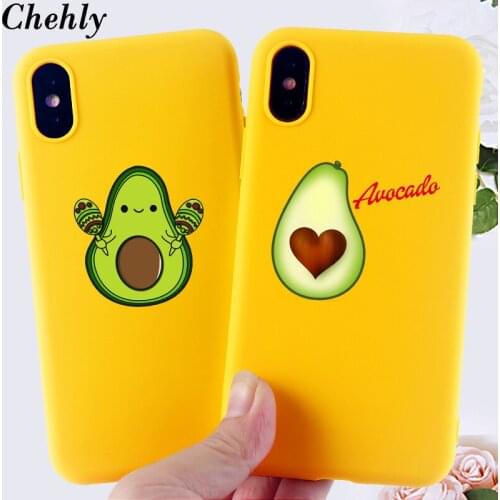 Chehly Soft Silicone Phone Case for IPhone 6s 7 8 11 Plus Pro X XS MAX XR SE Cartoon avocado Cases Fitted TPU Accessorie Cover