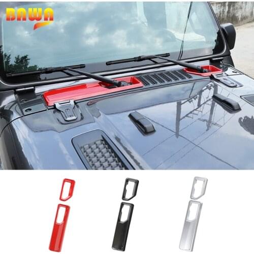 BAWA ABS Red Black Front Wiper Base Panel Decoretion Cover Sticker for Jeep Wrangler JL Gladiator JT 2018-2020 Car accessories