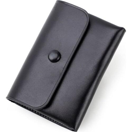 Real Leather Coin Purse With Buckle Change Wallet Soft Leather Coin Pouch Mini Size Black d88