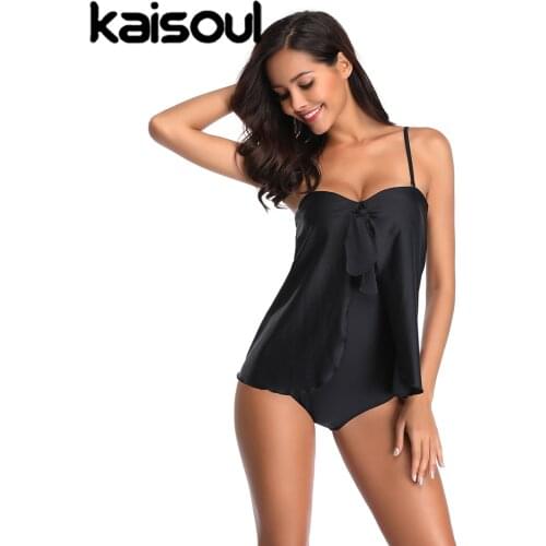 2020 New Plus Size 5XL Solid Black One Piece Swimsuit Women Kont Bow Big Large XXXL Swimwear Conservative Beach Bathing Suit
