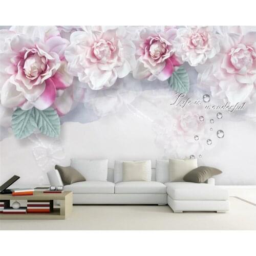 Beibehang Custom wallpaper pastoral three-dimensional silk floral sofa TV background living room bedroom background 3d wallpaper