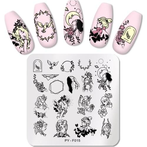 PICT You Square Nail Stamping People Plates Stencil Stainless Steel Tools Nail Art Stamp Template Design Tools PY-F015
