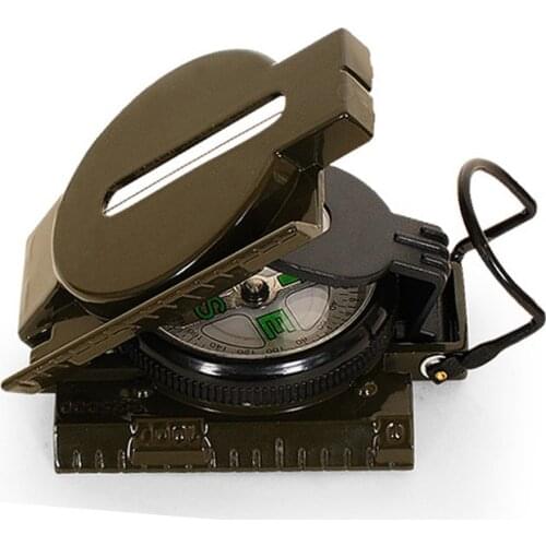Portable Army Green Folding Lens Compass American Military Multifunction Compass Boat Compass Dashboard Dash Mount Outdoor Tools
