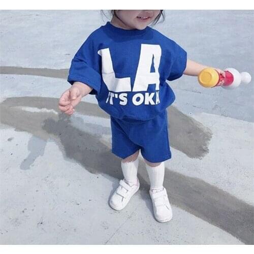 Factory direct sales wholesale kids Short Sleeve T-shirt Shorts Casual Simple Two Piece Set