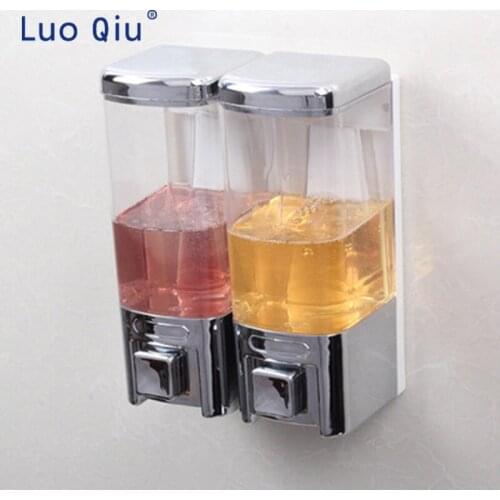 Manual wall-mounted double-head soap dispenser hotel kitchen bathroom high quality non-leakage liquid