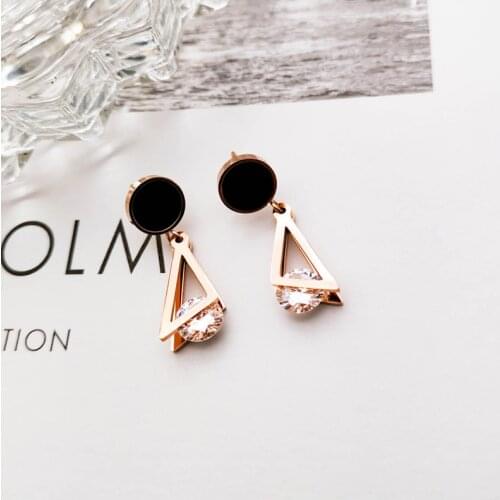 New Fashion Women Jewelry Irregular Triangle Stud Earrings Female Contracted Temperament Geometric Titanium Steel Long Earrings