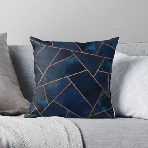 Navy & Copper Geo Throw Pillow Cushion Cover Polyester throw pillows case on sofa home living room car seat decor 45x45cm