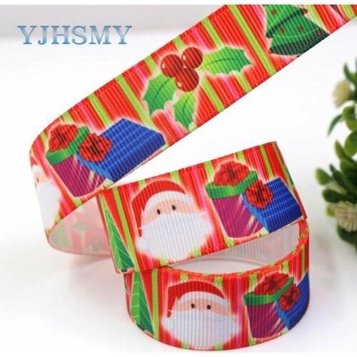 YJHSMY G-18529-309,22 mm 5 Yards Christmas Ribbons Thermal transfer Printed grosgrain Wedding Accessories DIY handmade material