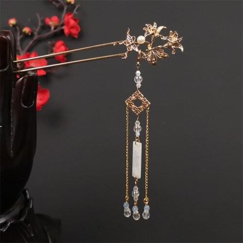 Hanfu Ancient Ornaments Headdress New Chinese Hair accessories Hairsticks Metal Hair Pins Tassel Step Swinging Hairpin