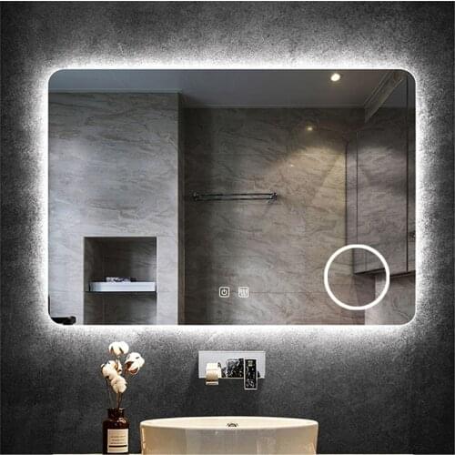 Rectangle Bathroom Smart Mirror WIth Three Color LED Light Anti-fog Makeup Mirror Backlight 5X Magnify Dimming Vanity Mirrors