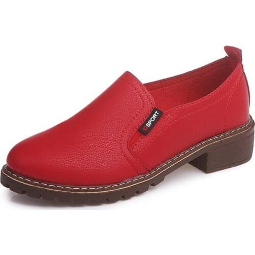 New Women Flat Shoes Round Toe Lace-Up Oxford Shoes Woman Genuine Leather Brogue Women Shoes 2020