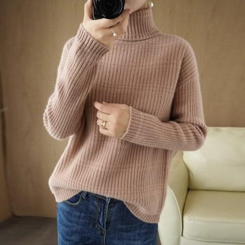 Adishree 2020 woman winter 100% Cashmere sweaters autumn knitted Pullovers High Quality Warm Female thickening Turtleneck