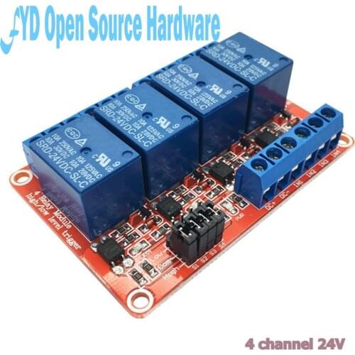 1pcs 4 Road 4 Channel 24V Relay Module with Optocoupler Isolation Supports High and Low Level Trigger New
