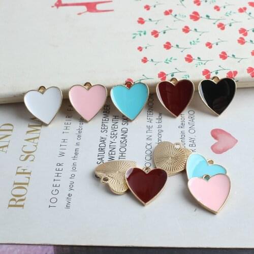 10pcs 17*17mm New Oil Drop Charms Heart Lock Shape Alloy Pendant Fit for DIY Necklaces Bracelets Jewelry Accessories