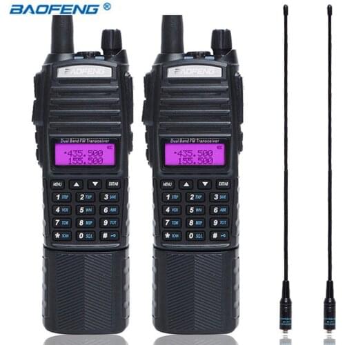 2PCS Baofeng UV-82 Walkie Talkie 5W 3800mAh Battery Dual PTT 137-174/400-520MHz UV 82 Portable Radio +2PCS NA-771 Antenna