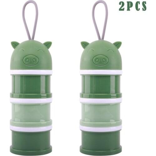 2019 New Pack of 2 Convenient 3 Layers Milk Powder Box Portable Compartments Container