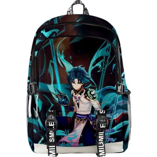 2021 Genshin Impact xiao 3D Print Oxford Cloth Shoulder Backpack Teenagers Girls Boys casual Travel Backpack school backpacks