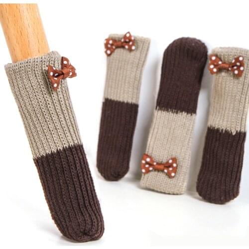 4Pcs Furniture Non-Slip Table Feet Covers Floor Protectors Claw Foot Cartoon Home Decor Chair Leg Socks Pad Cat Paw Knitted Mute