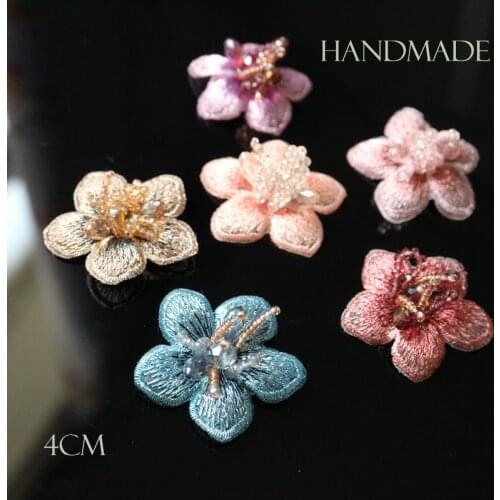 5pc/lot Handmade rhinestone beaded patches for clothing DIY sew on flower patch embroidered applique decorative sequins Parches