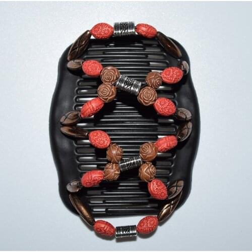 50 pcs/lot royal pattern brown clasical beads rose flower comb work lady hair accessory Easy to Use