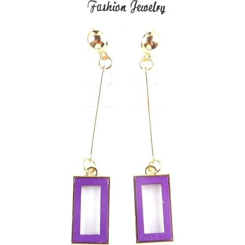 Free shipping!2022 Rectangle Dangle Wooden Stud Earrings can mixed colors