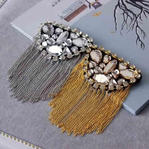 DIY one piece breastpin tassels shoulder board Epaulet metal patches for clothing QR-2581