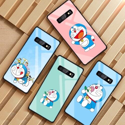 Doraemon Tempered Glass Phone Case For Samsung Galaxy S8 S9 S10 S20 PLUS J6 J8 2018 NOTE 8 9 10 Cover Shell
