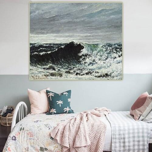 Citon Gustave Courbet《The wave》Canvas Art Oil Painting Artwork Poster Picture Backdrop Wall Decor Home Living room Decoration