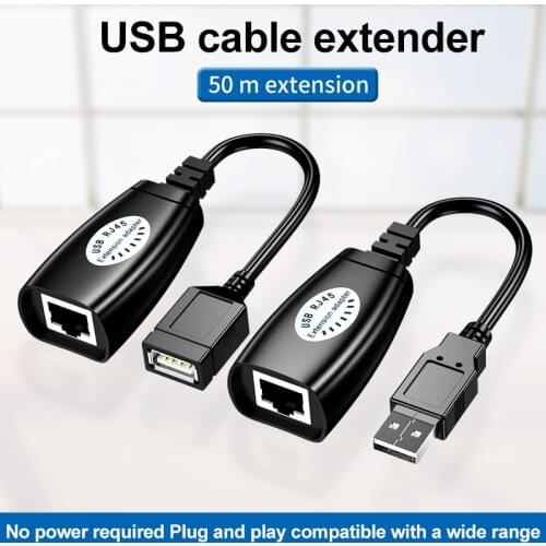 Cabo De Extensao USB Para RJ45, Extensor Ethernet USB RJ45, CAT5E /6, Adaptador LAN Sobre Repetidor Conjunto DE