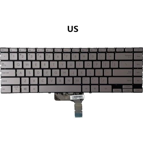 Laptop US/UK/SP/BE/JP/GR/LA/TA/BR/FS/WB/HE/TW/IT/RU Backlight Keyboard for Asus ZenBook 14 UX425 UX425JA U4700 SN3591BL1 silver