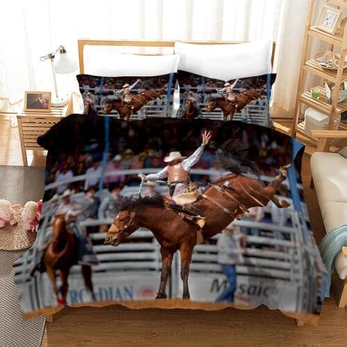 3D Printed Design West Cowboy Horse Pattern Bedding Cover Set Quilt Duvet Cover Pillowcases Bed Linens Set 2-3PCS