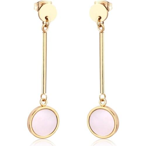 LUXUKISSKIDS Korean Shell Long Drop Dangle Earring 2020 Gold Stainless Steel Earings for women Fashion Jewelry pendientes brinco