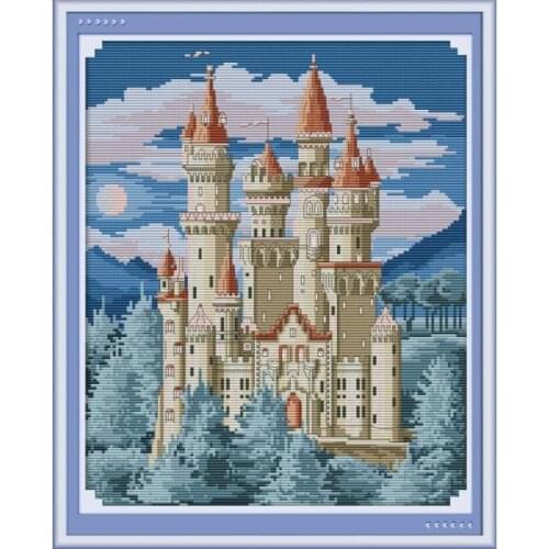 Castle 7 cross stitch kit aida 14ct 11ct count print canvas cross stitches needlework embroidery DIY handmade