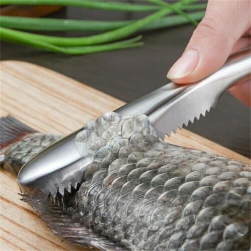 New Cleaning Fish Skin Stainless Steel Fish Scales Brush Remover Cleaner Descaler Skinner Scaler Seafood Picks Kitchen Gadget