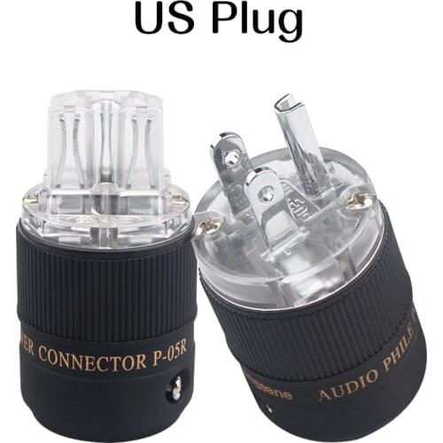 Pair P-05R hifi transparent US rhodium-plated power plug a set of audio amplifier power cord male-female
