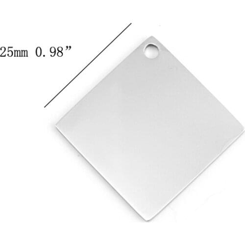 100% Stainless Steel Rhombus Square Pendant Blank Metal Tag Making For Charm Accessories Mirror Polished Wholesale 100pcs