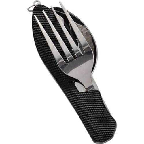 New Arrivals Folding Portable Stainless Steel Cutlery Knife Fork Spoon Outdoor Sports Camping Picnic Traveling Tableware