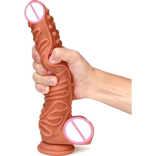 Realistic Dildo Soft Double-layer Silicone Huge Suction Cup Penis Lesbian Toy Fake Dick Big Anal Dildos Adult Sex Toys for Woman