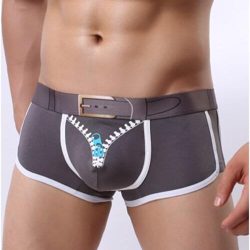 Sexy Underwear Men Boxers Shorts Cotton Panties MaPrint Patchwork U Convex Pouch Mid-waist Underpants ropa interior hombre S M L