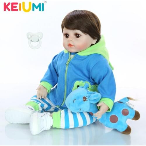 KEIUMI 18 Inch Silicone Reborn Baby Doll Wear Frog Suit Realistic Newborn Baby Doll Toy For Kids Christmas Gift Kids Playmates
