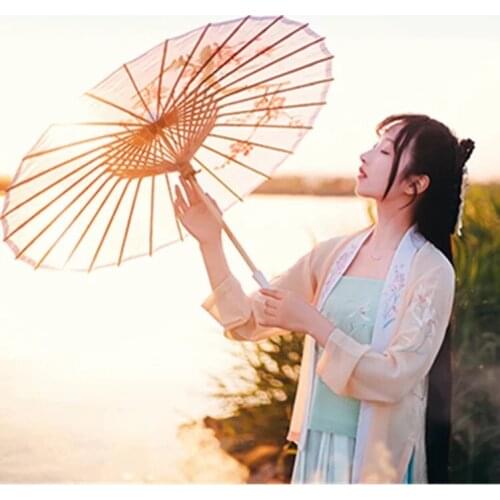 Oiled Paper Folding Umbrella Wooden Rain Women Decor Transparent Dance Umbrella Peony Flower Chinese Umbrella Japan Parasol