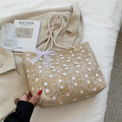 Summer Fairy Pack Tide 2021 New South Korean lace grass large-capacity Tote bag handbag single shoulder shopping bag