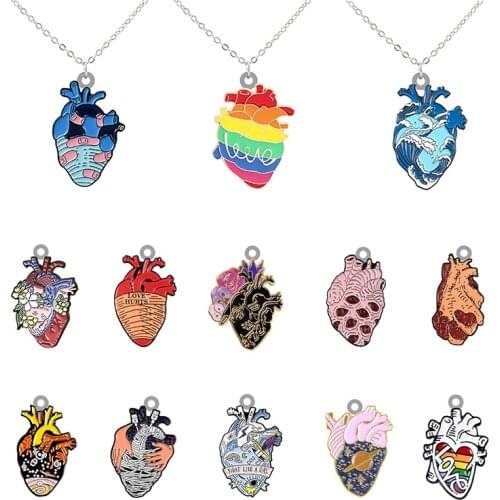 TAFREE Heart Anime Pattern Various Models Jewelry Long Chain Necklace Acrylic Epoxy Design Tiny Epoxy Pendant Necklace Jewelry