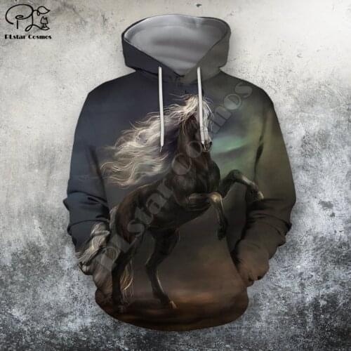 PLstar Cosmos Beautiful Colorful Horse 3D Printed Hoodies Sweatshirts Zip Hooded For Men And Women Casual Streetwear Style-D30