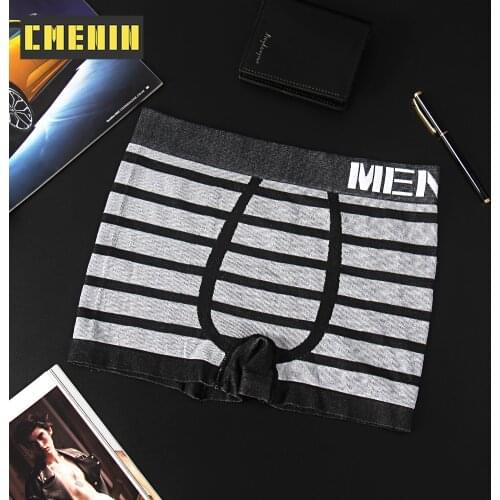 Fashion Soft Sexy Men Underwear Boxer Shorts Striped Underpants Cotton Mens Boxershorts Underware Boxers Gay M0041