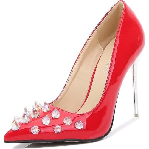 Newly Arrived Ladies High Heels Women Shoes Pumps High Heel Stiletto Sexy Rivet Shoes Woman 2020 Pumps Black Red Tacones Mujer