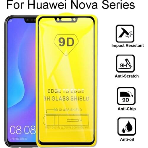 2pcs 9D Full Cover Tempered Glass For Huawei Nova 2 2i 3 3i 3e 4 Screen Protector For Huawei Nova 2 Lite Glass Protective Film