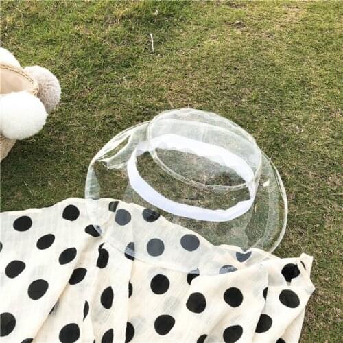H7614 Women Summer Sun Hat Female PVC Transparent Sunshade Sunscreen Cap Ladies Flat Top Sun Protection Fashion Casual Men Hats