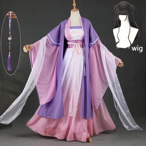 Jiang Yan Li Mo Dao Zu Shi Young Adult Cosplay Costume Anime Grandmaster of Demonic Cultivation Women Cosplay Costume and wig
