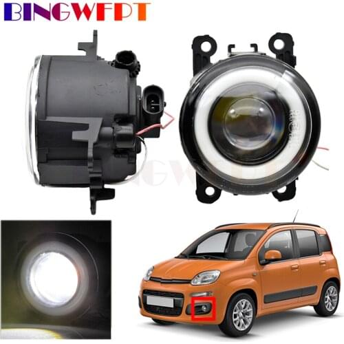 2 X Car Fog Light H11 LED Halo Ring Angel Eye DRL Daytime Running Light Accessories For Fiat Panda 2012 2013